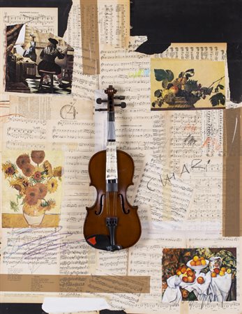 GIUSEPPE CHIARI (1926-2007)Senza TitoloCollage, tecnica mista e violino...