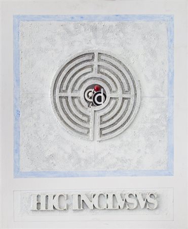 LUCIO DEL PEZZO (1933)Hic inclusus, 1966Collage e colore acrilico su legnocm...