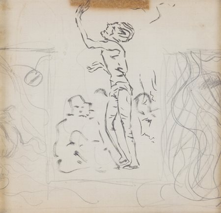 PIERRE BONNARD (1867-1947)Etude de figuresDisegno a matita e inchiostro su...