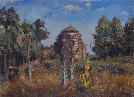 MICHELE CASCELLA (1892-1989)La villa nel parco, 1937Olio su tavolacm...