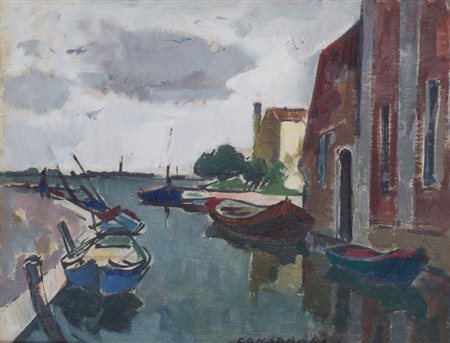 SILVIO CONSADORI (1909-1994)Burano (Canale Giudecca verso San Francesco),...