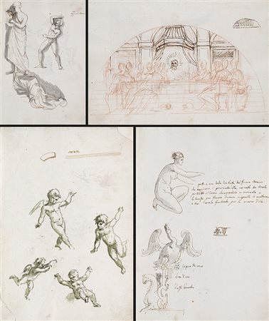Domenico Paghini (1778 - 1850)(attr.) Album contenente numerosi disegni e...