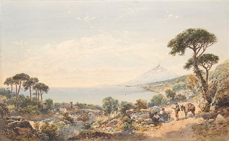 Thomas Charles Leeson Rowbotham (Dublino 1823 - Londra 1875)"Veduta dell'Etna...
