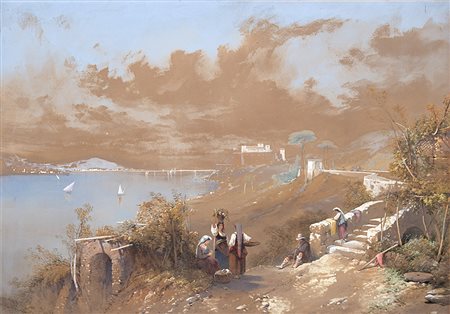 Thomas Charles Leeson Rowbotham (Dublino 1823 - Londra 1875)"Baia di Napoli...