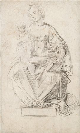 Scuola italiana, fine secolo XVII "Madonna con bambino (recto) Studio...