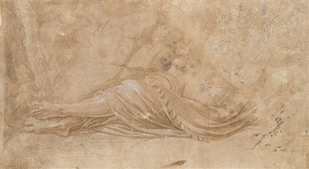 Seguace di Giulio Romano "Figura allegorica maschile" penna, inchiostro...