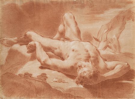 Giovanni Battista Frulli (Bologna 1765 - 1837)"Caino e Abele" sanguigna e...