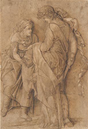 Da Mantegna "Giuditta e Oloferne" penna inchiostro bruno, acquerello bruno e...