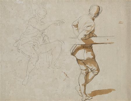 Laurent Pècheux (Lione 1729 - Torino 1821)"Studio di figure maschili" disegno...