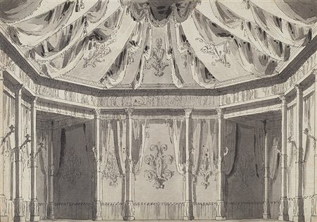 Alessandro Sanquirico (Milano 1777 - 1849)(attr.) "Scenografia d'interno"...