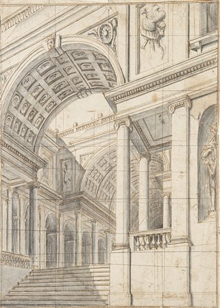 Pietro Righini (Parma 1683 - 1742)"Capriccio architettonico" penna,...