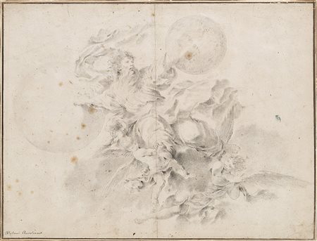 Aureliano Milani (Bologna 1675 - Roma 1749)"Il Santo Padre e angeli" disegno...