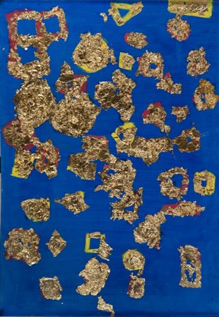 REMO BIANCO (1922-1988) Senza titoloolio e collage di carta dorata su tela cm...
