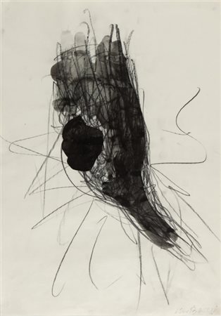 GEORG BASELITZ (1938-) Senza titolo (Bottiglia) 1978matita e inchiostro su...