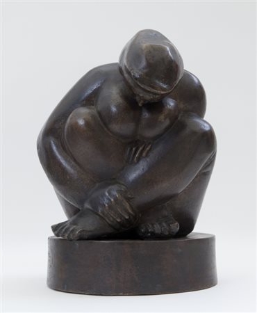 AMERIGO TOT (1909-1984) Donna ciottolo come Narciso 1947scultura in bronzo h....