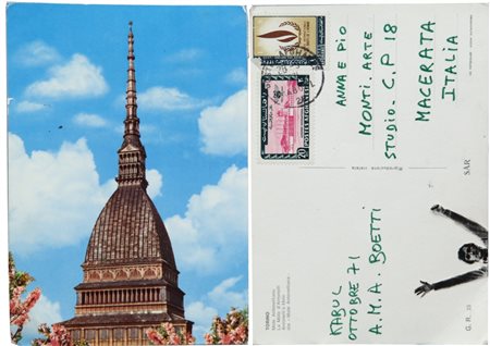 ALIGHIERO BOETTI (1940-1994) La Mole Antonelliana - Kabul 1971cartolina...