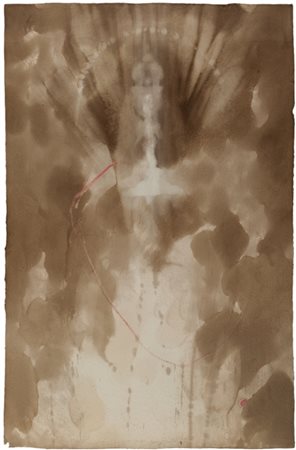 OMAR GALLIANI (1954-) Senza titolotecnica mista su carta cm 150x97firmato in...