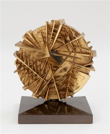 ARNALDO POMODORO (1926-) Disco III 1989bronzo dorato Ø cm 12 esemplare 15/30...