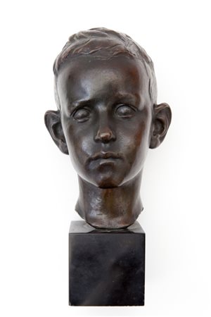 FRANCESCO MESSINA (1900-1995) Ritratto di bimbo 1928scultura in bronzo cm...