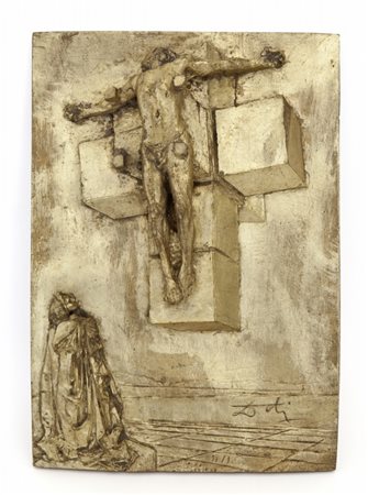 SALVADOR DALI' (1904-1989) Senza titolobassorilievo in gesso dorato cm...