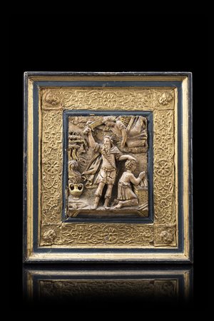 Arte di Malines, secolo XVII "Sacrificio di Isacco" altorilievo in alabastro...