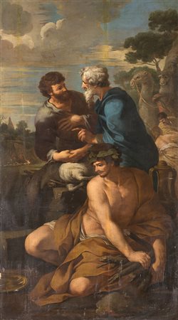 Scuola romana della metà del secolo XVIIScena biblicaolio su tela cm 172x96...