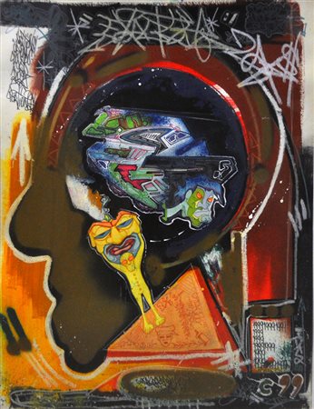 TOXIC (Torrick Ablack), Exactly, 1999, Spray su cartoncino, cm. 65x50, Firma,...