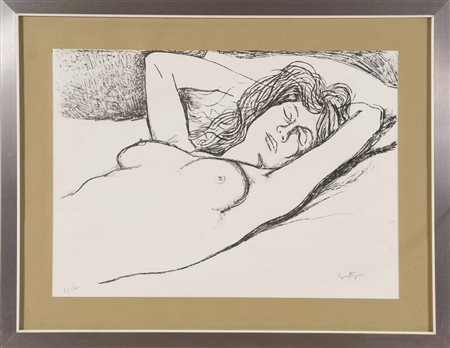 Renato Guttuso (1911 - 1987), “Nudo Sdraiato”. Litografia su carta, firmata...