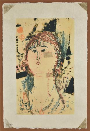 Modigliani Amedeo, Rosa Porprina litografia su carta di riso, cm 57x39...