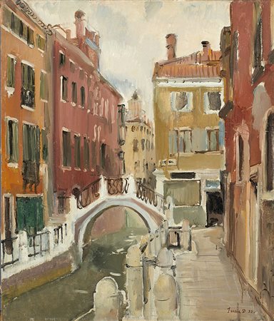 Donato Frisia (Merate 1883 - 1953)"Rio Veneziano" '32olio su tela (cm...