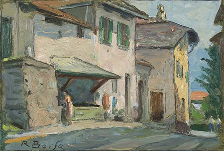 Roberto Borsa (Milano 1880 - 1965)"Civenna"olio su cartone (cm...