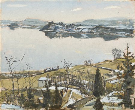 Domenico De Bernardi (Besozzo 1892 - 1963)"Lago di Varese" 1935olio su...