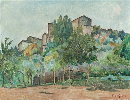 Raffaele De Grada (Milano 1885 - 1957)"Paesaggio toscano"olio su tela (cm...