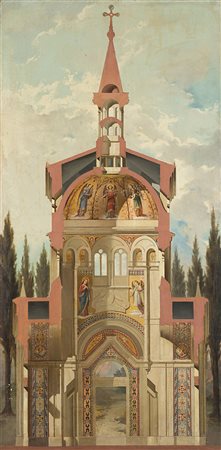Maestro della fine del XIX Secolo"Sezione di un monumento"olio su tela (cm...