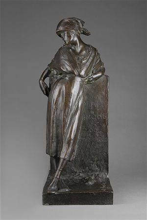 Alberto Dressler (Milano 1878 - 1949)"La sosta" 1921scultura in bronzo (h cm...