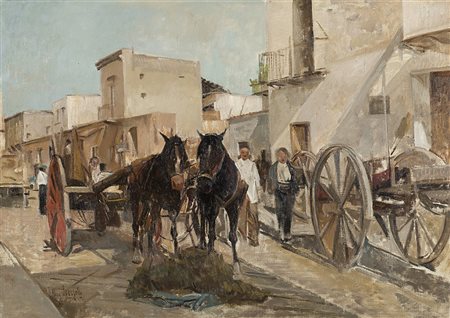 Eugenio Scorzelli (Buenos Aires 1890 - Napoli 1960)"Carri e cavalli a...