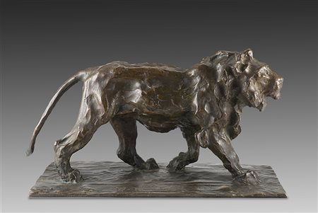 Michele Vedani (Milano 1874 - 1969)"Leone"scultura in bronzo (h cm 20)Firma e...
