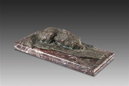 Paolo Troubetzkoy (Intra 1866 - Pallanza 1938)"Volpe" scultura in bronzo (cm...