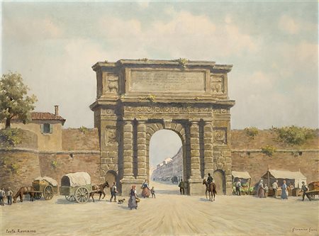 Giannino Grossi (Milano 1889 - 1969)"Milano, Porta Romana"olio su tela (cm...