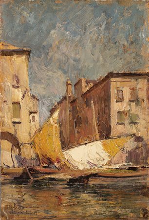 Alessandro Lupo (Torino 1876 - 1953)"Chioggia" 3.7.09olio su tavola (cm...