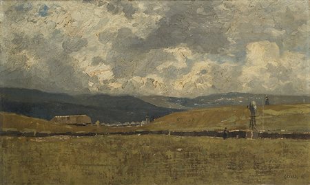 Guglielmo Ciardi (Venezia 1842 - 1917)"Nubi sulle colline"olio su tela (cm...
