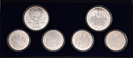U.R.S.S. Astuccio con 6 monete in argento per le Olimpiadi di Mosca del 1980....