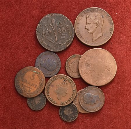 NAPOLI E SICILIA. Da Ferdinando III Borbone a Francesco II. 12 monete in rame.