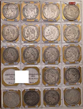 FRANCIA. Napoleone III (1852-1870). 58 monete in argento (31 da 5 franchi).