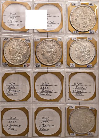 U.S.A. 50 dollari in argento dal 1878 al 1902. Conservazioni varie.