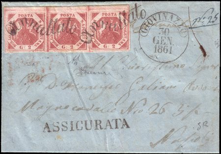 NAPOLI 1861 (30 gen.)Lettera con testo da Giovinazzo per Napoli, affrancata...