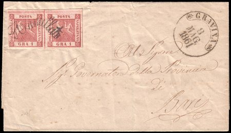 NAPOLI 1861 (8 mag.)Lettera senza testo da Gravina per Bari, affrancata con...