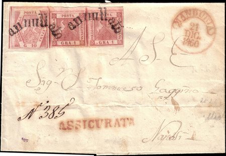 NAPOLI 1860 (21 dic.)Lettera senza testo da Manduria per Napoli, affrancata...