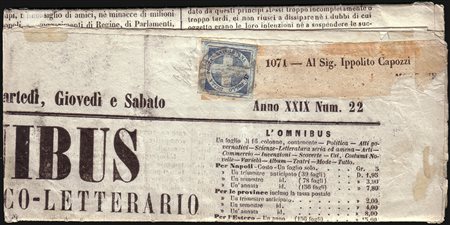 NAPOLI 1861 (19 feb.)Giornale "L'Omnibus" spedito da Napoli e affrancato con...