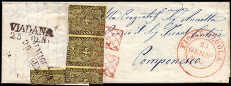 PARMA 1853 (23 gen.)Lettera da Fiorenzuola per Pomponesco, affrancata con...